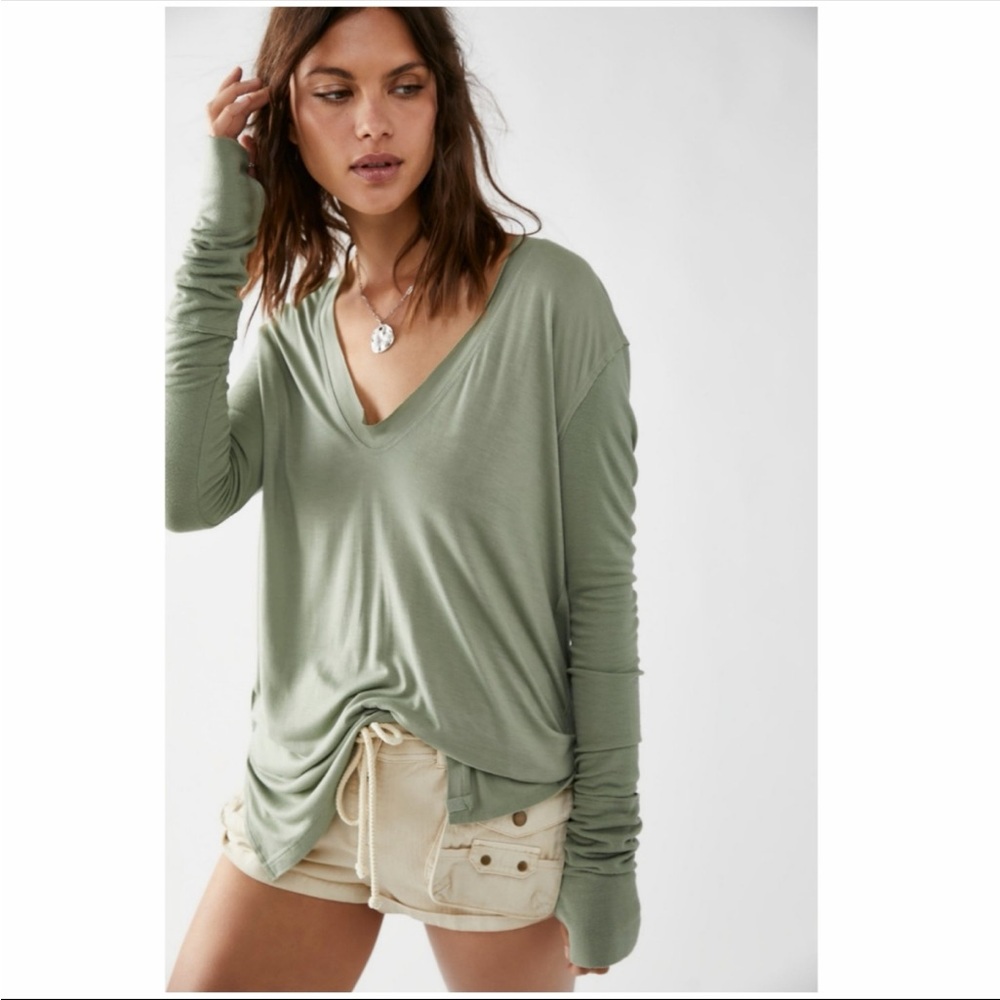 NWOT We the Free Fresh & Clean Long Sleeve Top Free People XS Light Green
